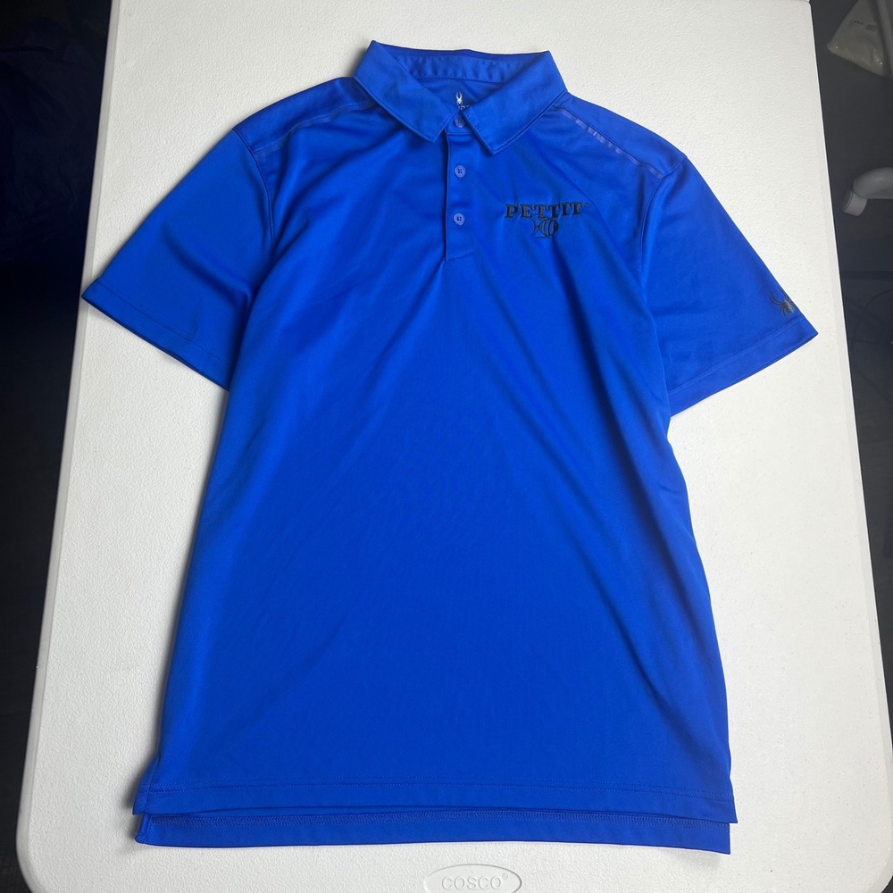 Spyder Mens Blue Performance Golf Polo Shirt Pettit Logo Size Large L